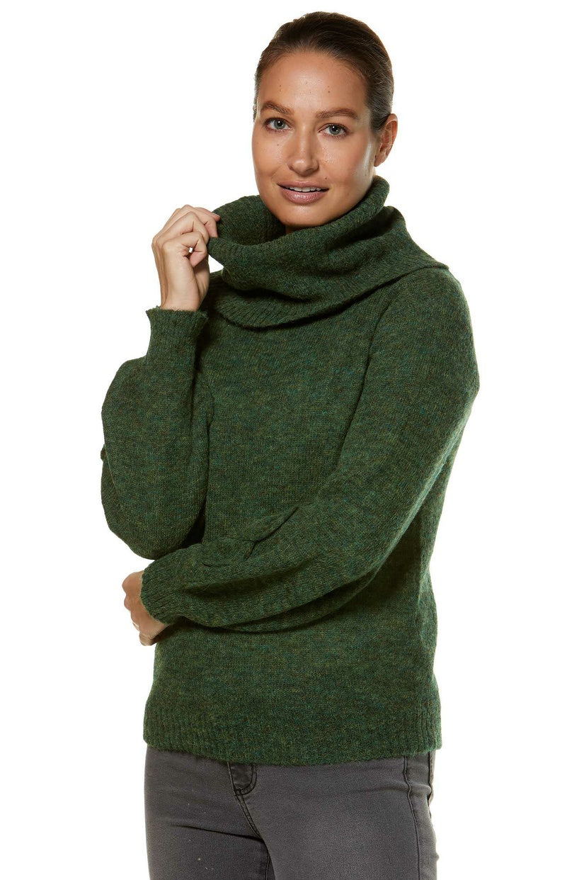 Alpaka Rollkragen Pullover SALOMON – Modischer Crop-Strick mit Applikationen