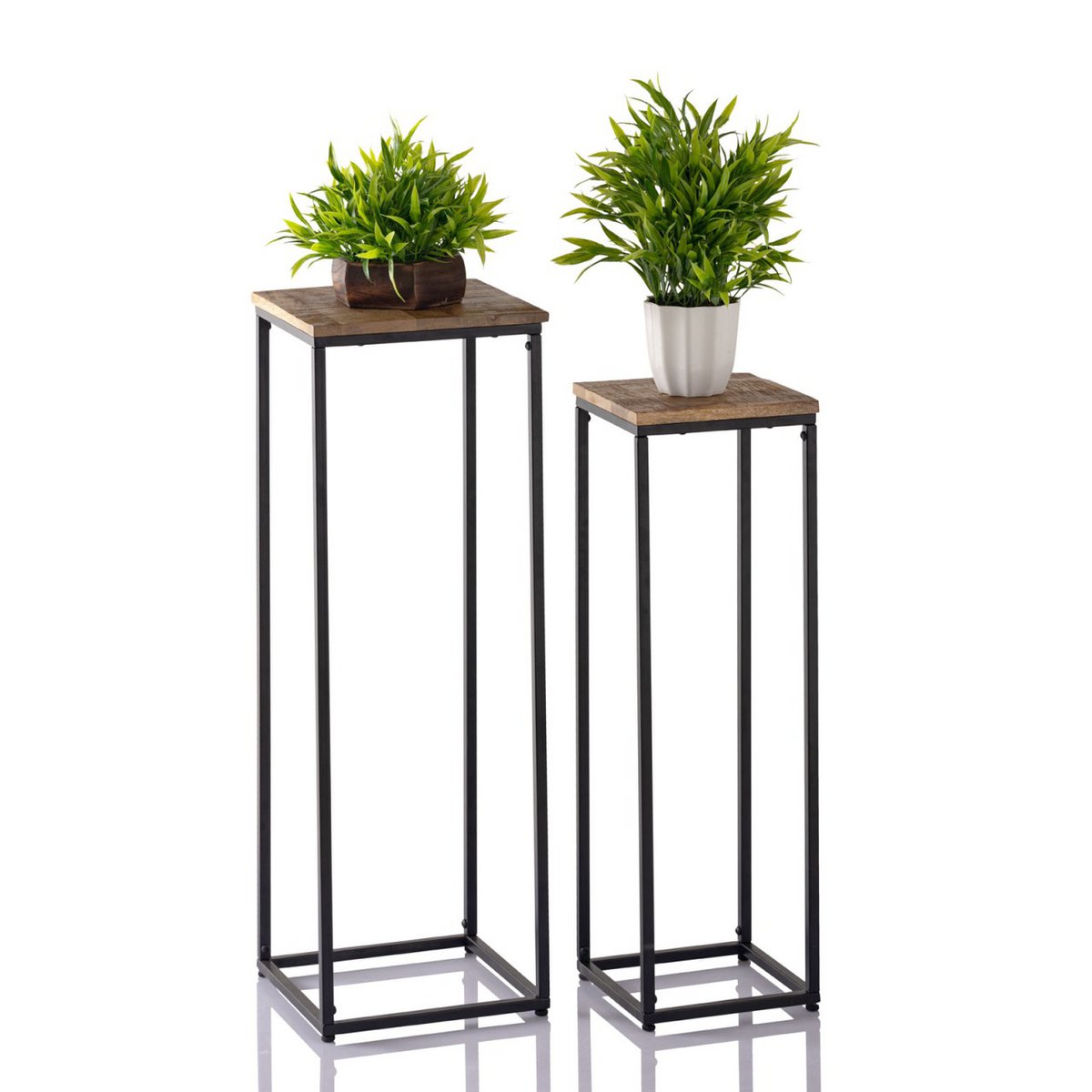 Blumensäulen Set - 25 x 20 x 78 u. 67 cm - Blumen Hocker Pflanzenständer quadratisch