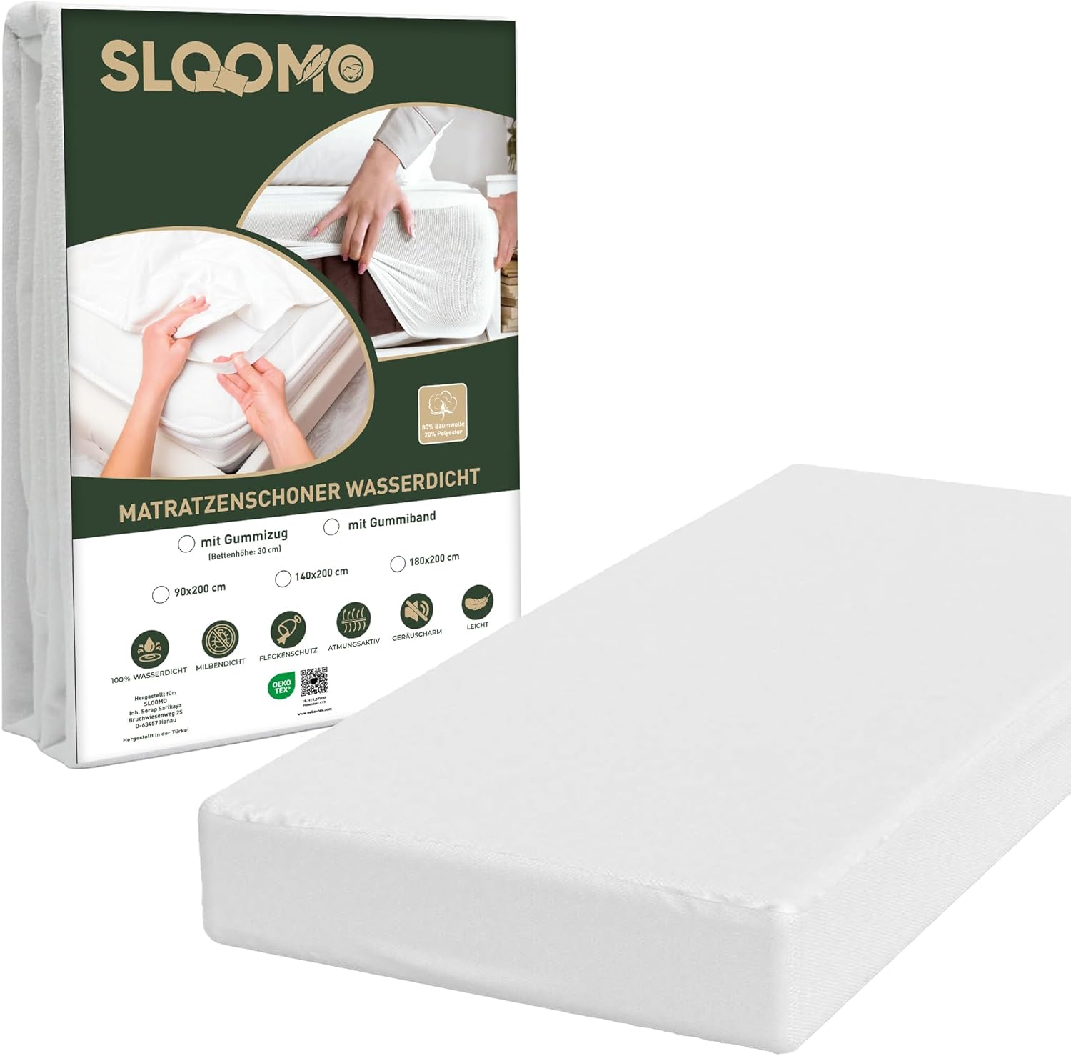 Sloomo Matratzenschoner 140x200 cm – Wasserdicht, Milbendicht & OEKO-TEX Zertifiziert