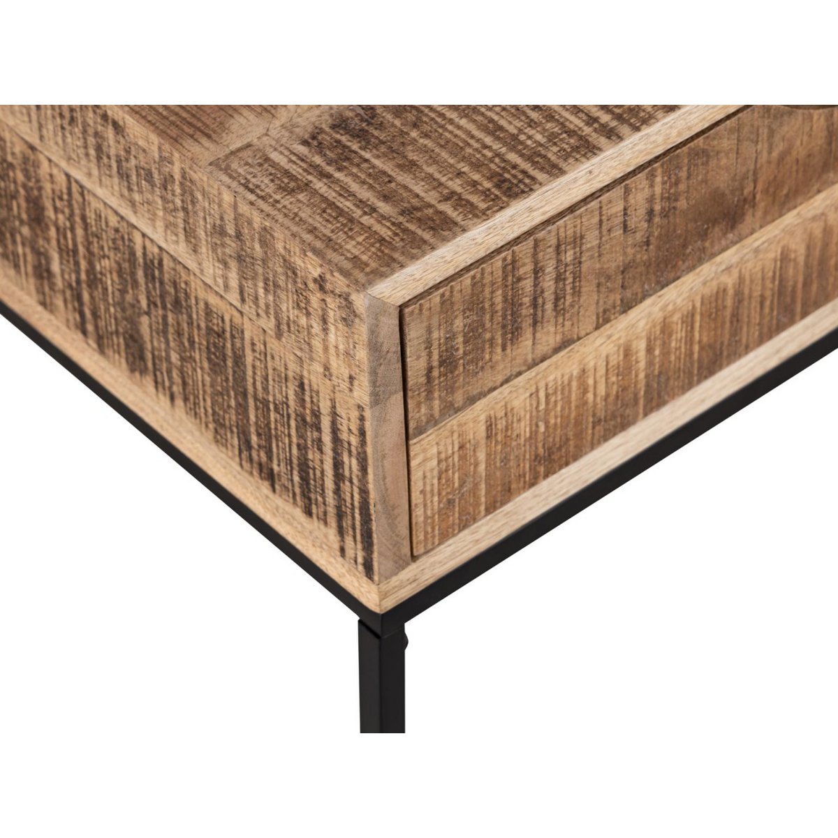 Nachtschrank - Nachtkästchen - Mangoholz 45x45x35cm - Maya - Beistelltisch - Industriell Metall Gestell