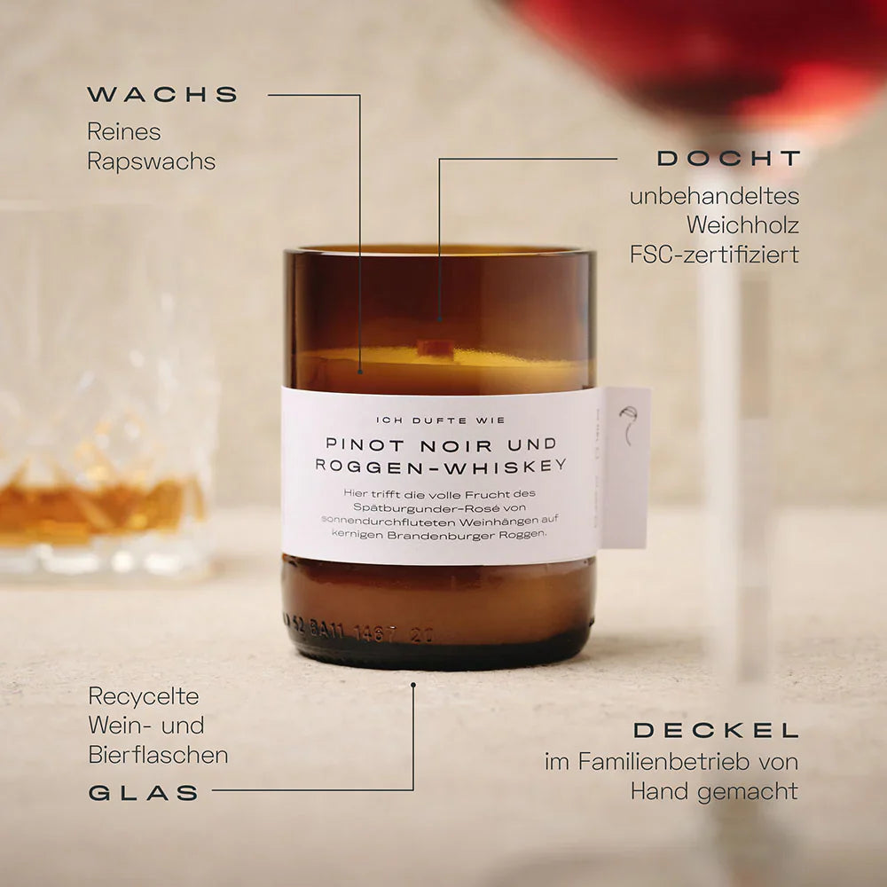 Kerze - "Pinot Noir & Roggen-Whiskey" - Duft - DUFTE - 140g