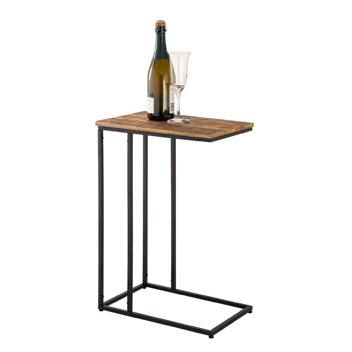 Beistelltisch - Laptoptisch - 25x60x40cm - "Toronto" aus recyceltem Mangoholz und Metall