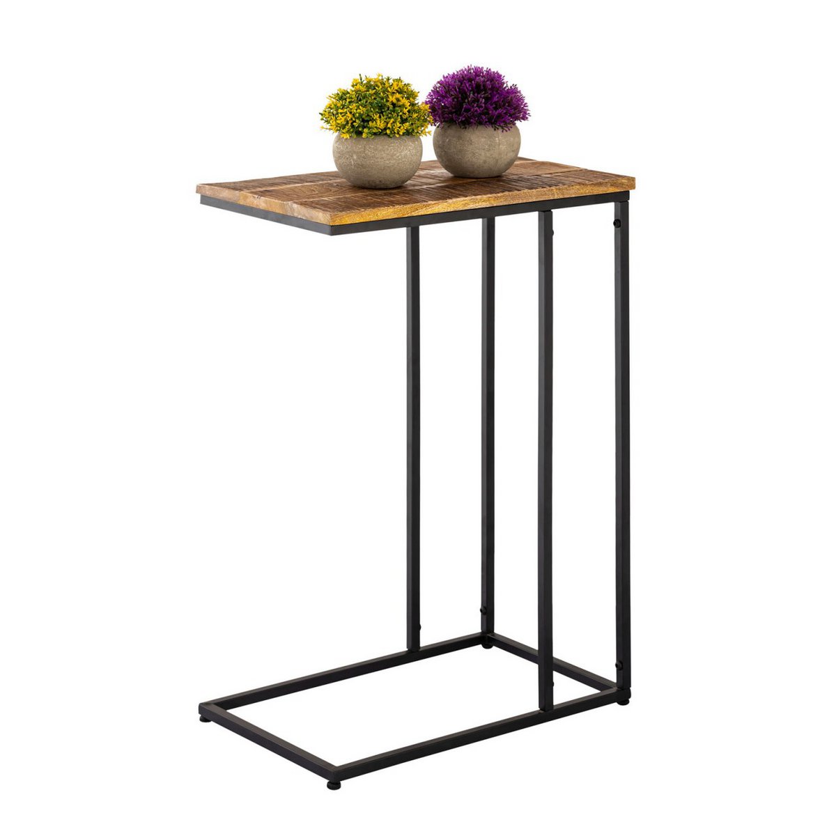Beistelltisch - Laptoptisch - 25x60x40cm - "Toronto" aus recyceltem Mangoholz und Metall