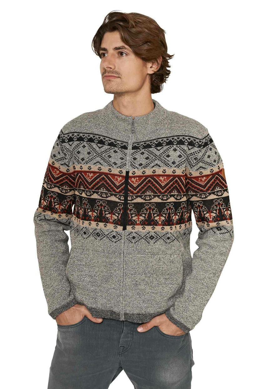 Apu Kuntur - Alpaka Strickjacke FIESTA – Herren-Jacke aus 100% Baby Alpaka