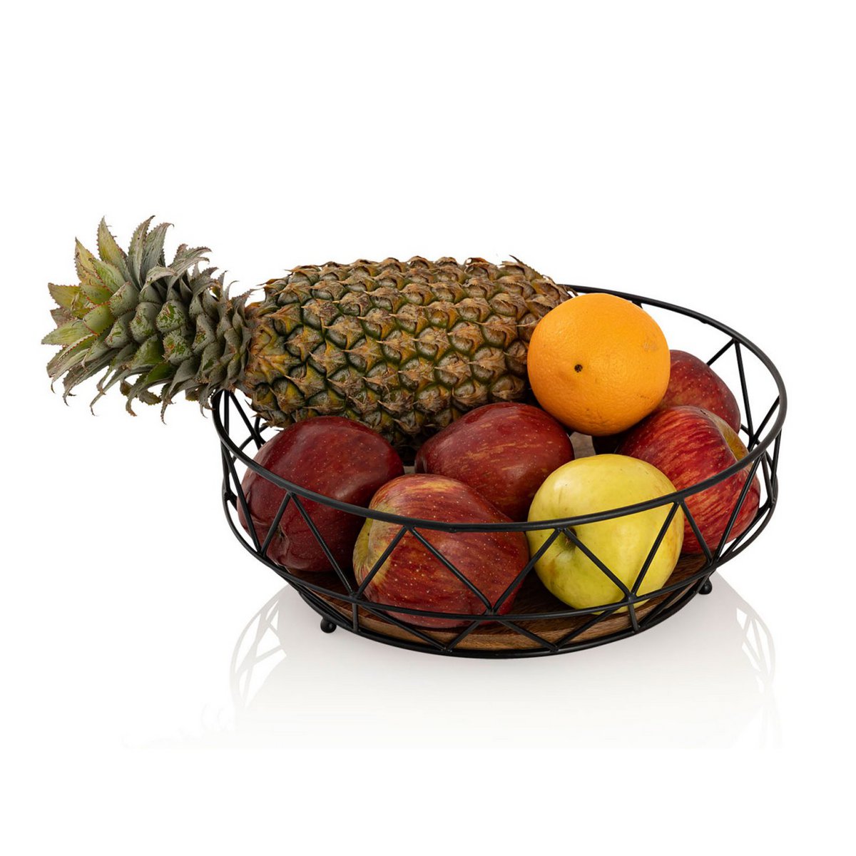 Obstschale - Metall Brotkorb - rund ø 28 cm H 10 cm - Obstkorb Metall schwarz