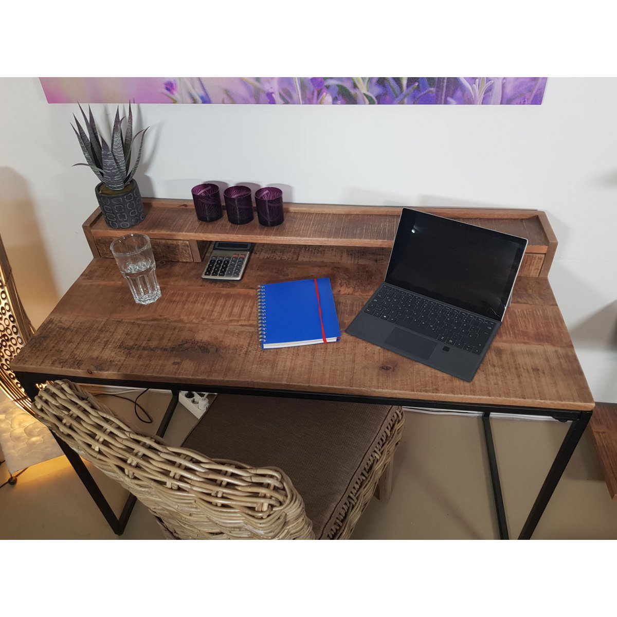 Industrial Schreibtisch Computertisch - 120x88x55cm - Liverpool - Metall-Gestell schwarz