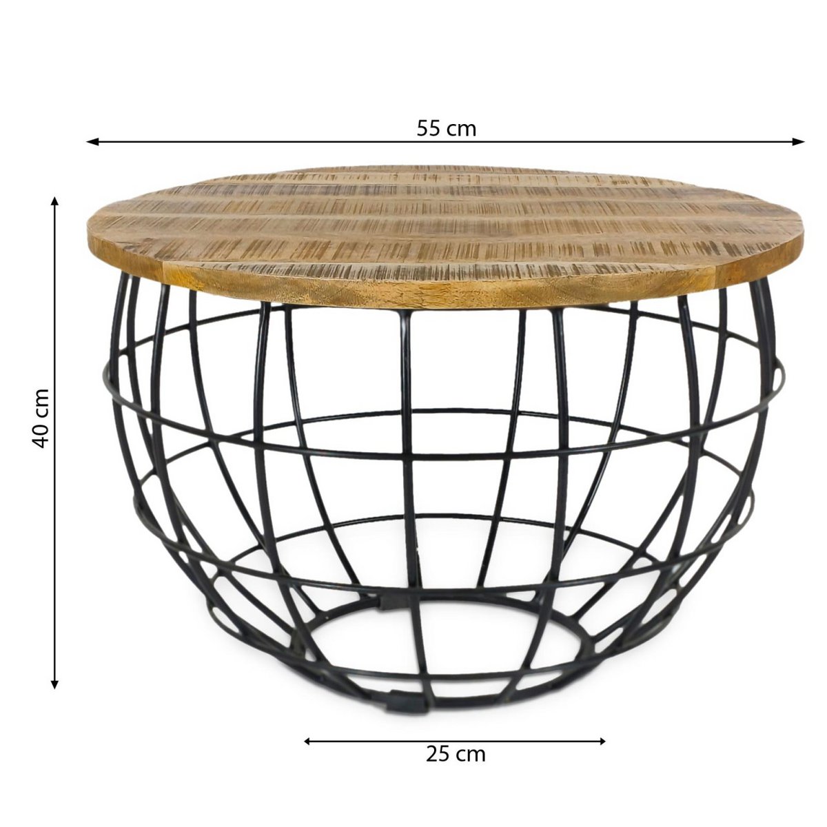 Beistelltisch - nachhaltig Couchtisch Wohnzimmer-Tisch - rund - Lexington - ø 55 cm