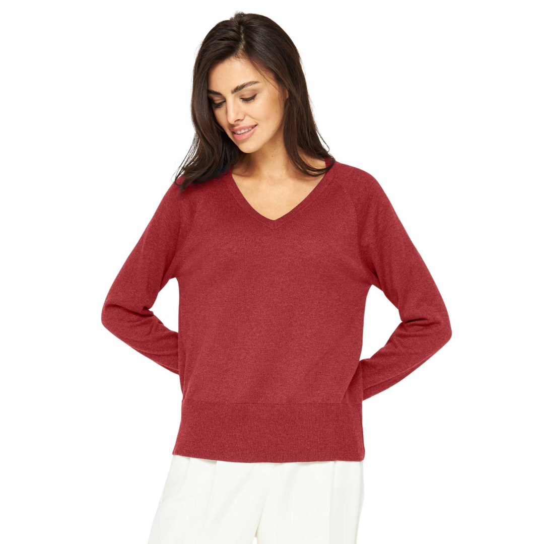 Apu Kuntur - Pullover AURELIA – V-Ausschnitt aus Bio-Baumwolle & Baby Alpaka