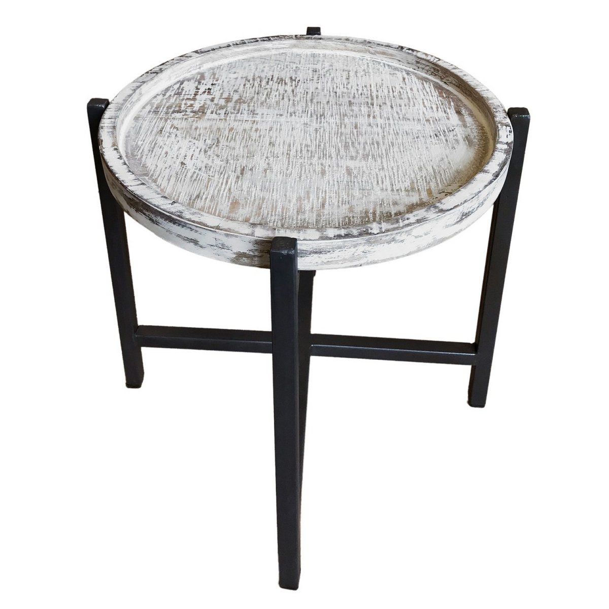 Beistelltisch - ø46xH45cm rund - Omaha - Metall-Gestell altsilber
