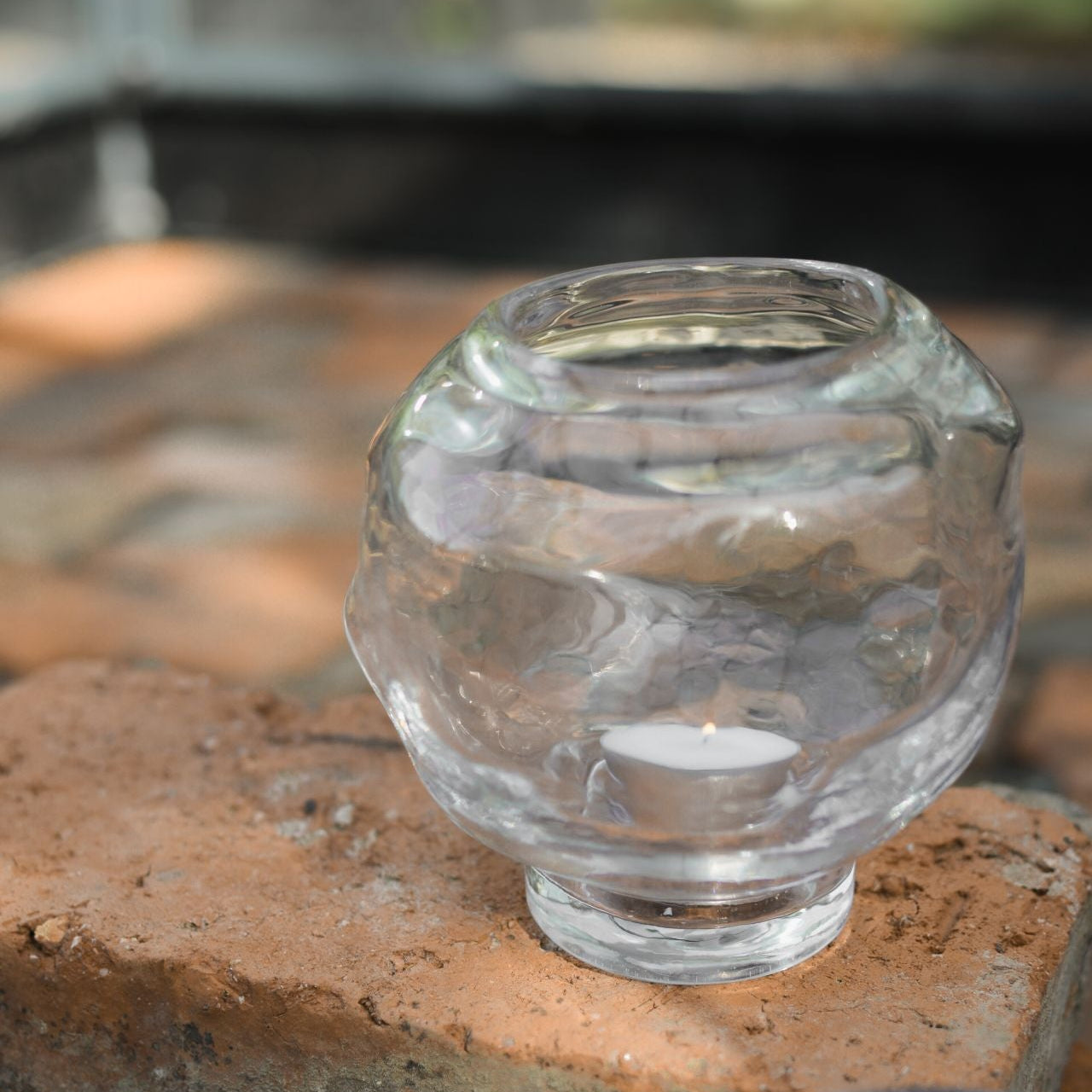 "Bunch" - mini Windlicht auf einem Fuß - Kerzenwindlicht - Transparent - 12cm